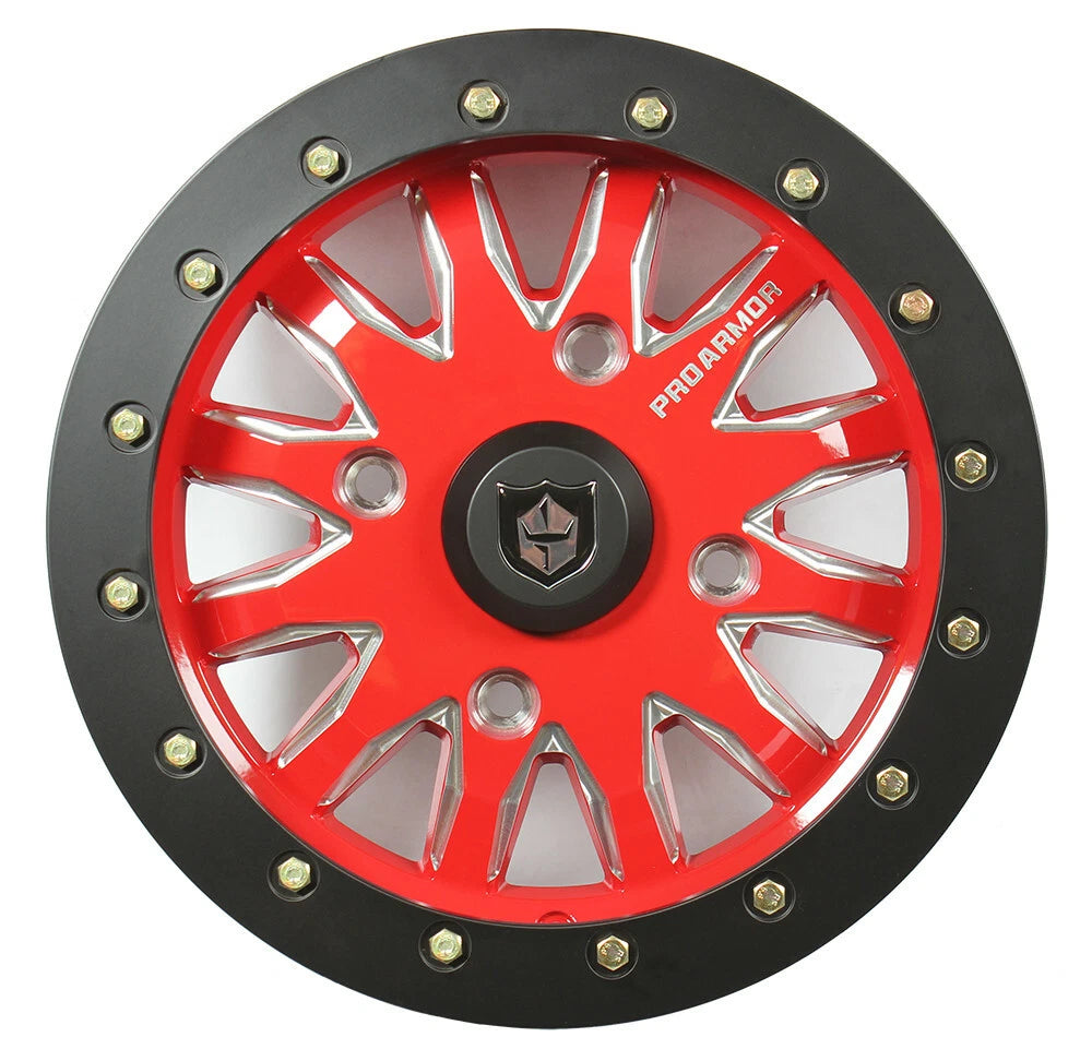 Pro Armor Halo Milled Beadlock Wheel Rim for UTV (15x7, 4/156, Red)