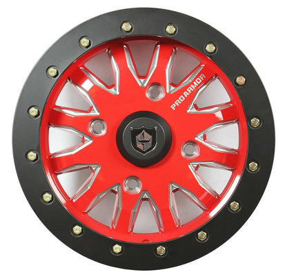 Pro Armor Halo Milled Beadlock Wheel Rim for UTV (15x7, 4/156, Red)