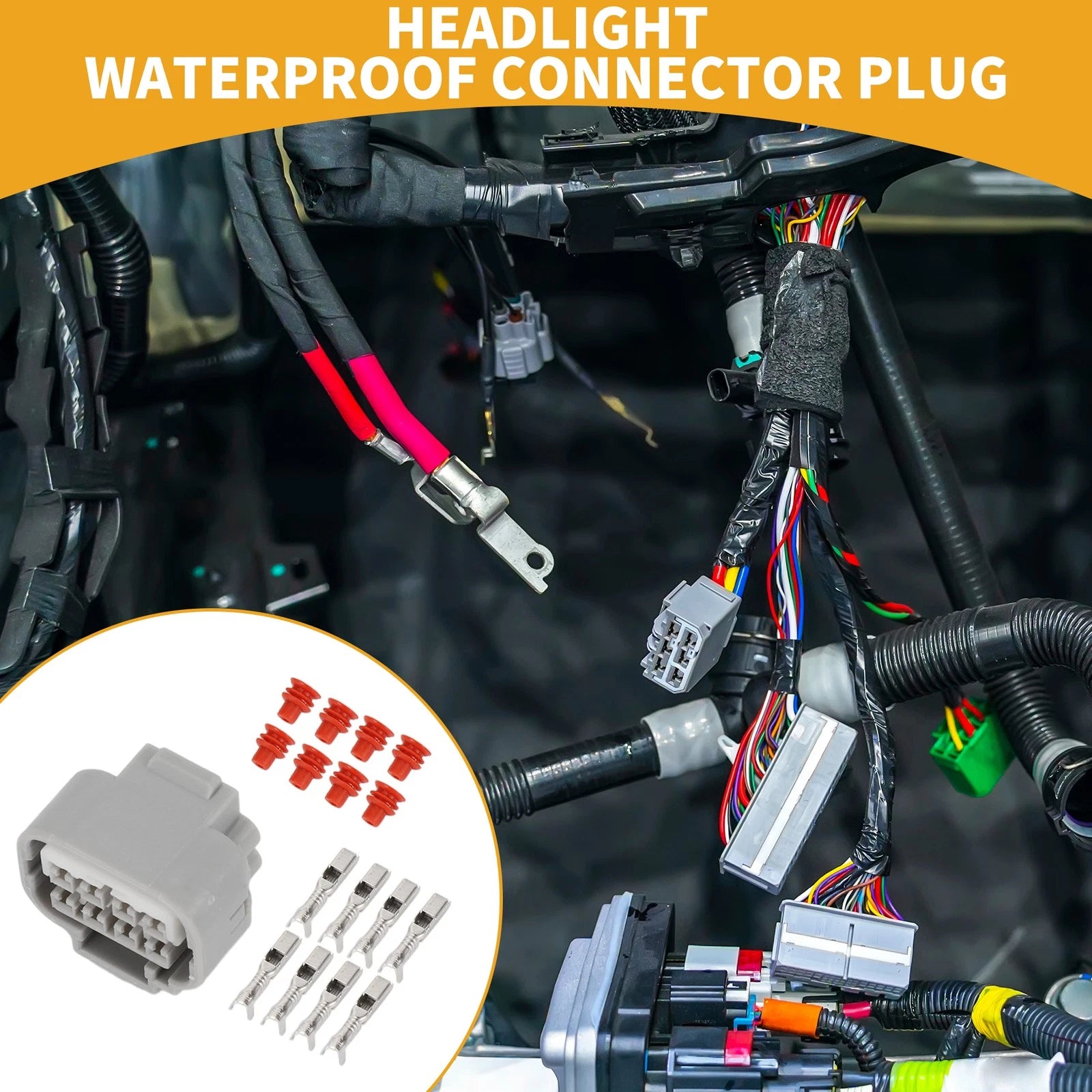 Headlight Waterproof Connector Plug Female Wire Terminal for Toyota (2005–2015)
