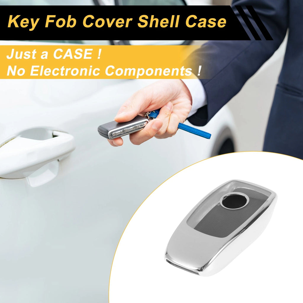 Silver Tone TPU Car Key Case for Mercedes Benz E Class (2017–Present)