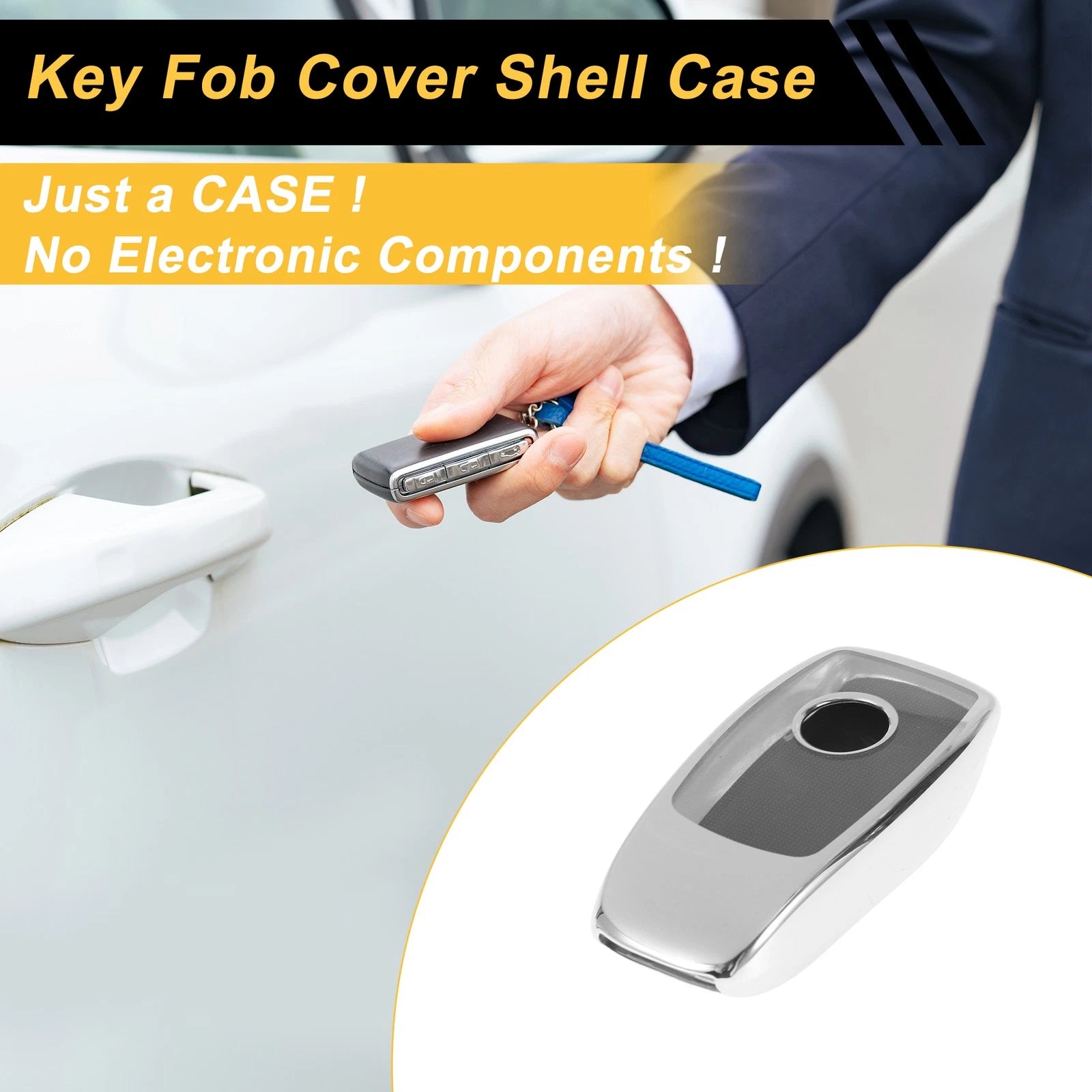 Silver Tone TPU Car Key Case for Mercedes Benz E Class (2017–Present)