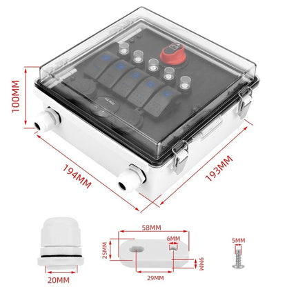 5 Gang LED Toggle Switch Panel Box for Marine 12V