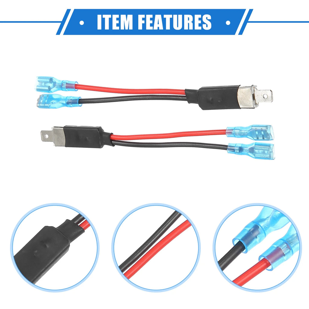 2X H1 Male LED Headlight Adapter Wiring Harness Socket Universal