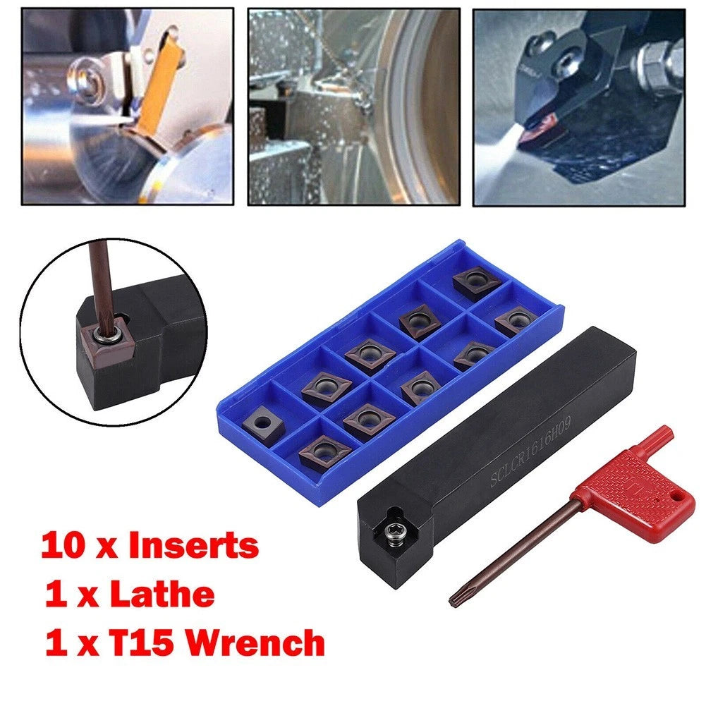 16x100mm Tool Holder with 10 Carbide Inserts for SCLCR1616H09