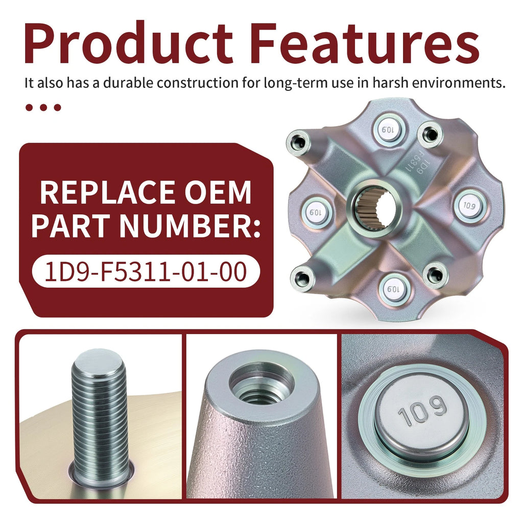 Rear Left Wheel Hub 1D9-F5311-01-00 for Yamaha Kodiak 400 450 Grizzly 400 (1993–2006)