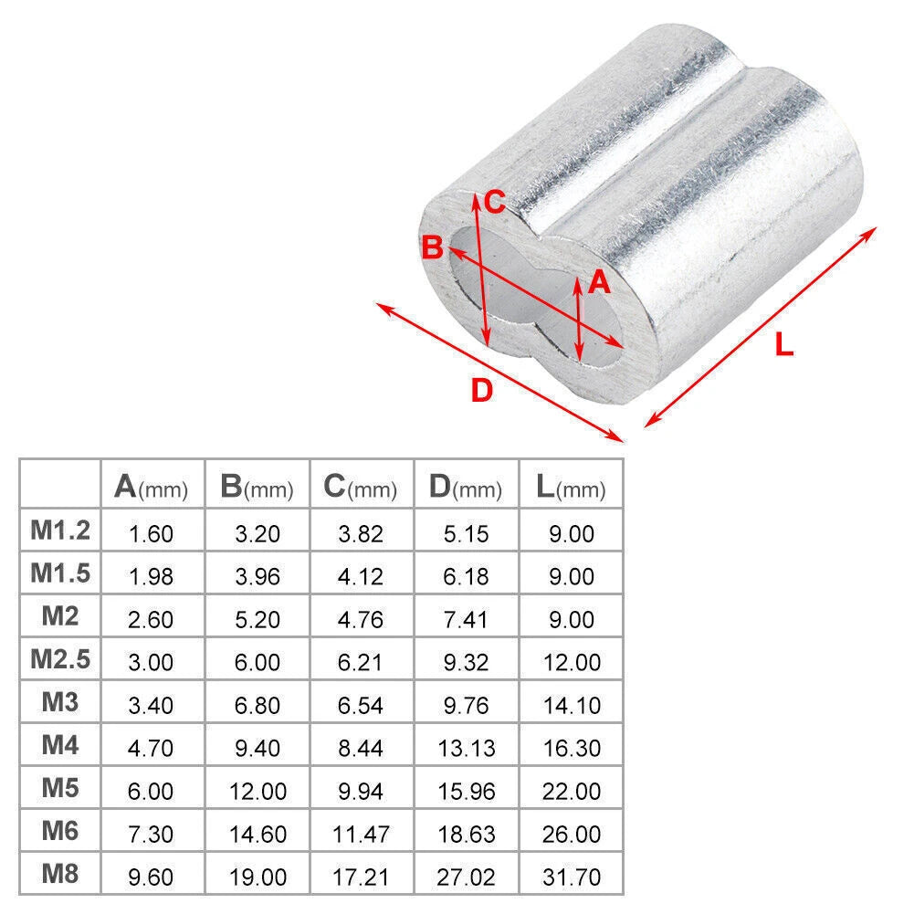180 Pcs Ferrule Crimping Loop Sleeve for Wire Rope Cable Line (Assorted)