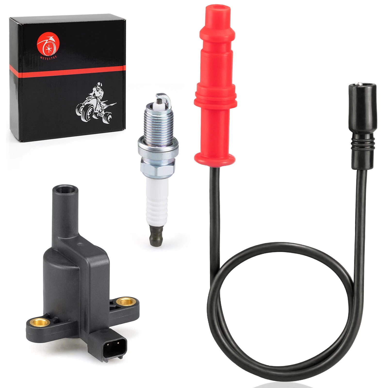 Ignition Coil with Wire Cap & Spark Plug for Polaris Ranger 500 Crew (2008–2013)