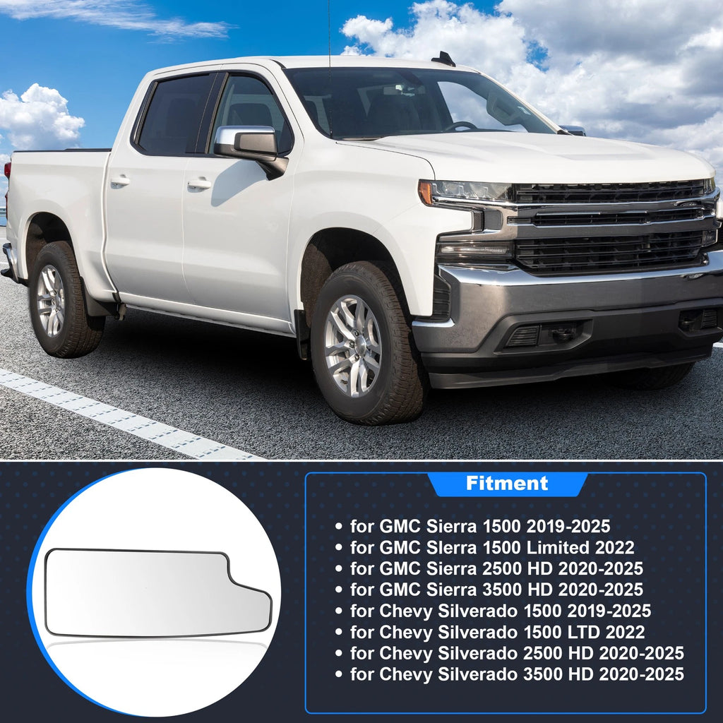 Right Lower Mirror Glass Replacement for Chevy Silverado GMC Sierra (2014–2018)