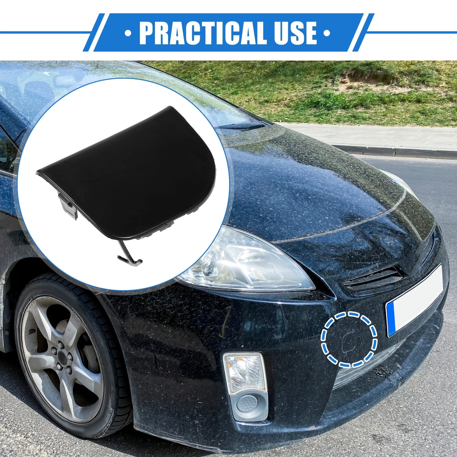 Front Right Bumper Tow Hook Cover Replacement for Toyota Prius 2012-2015
