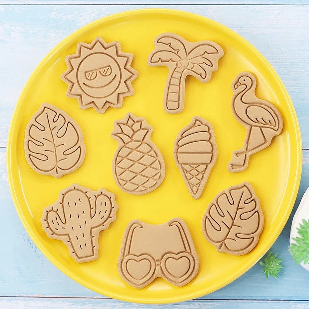 Set of 8 Summer Theme Biscuit Cutters for Kitchen Baking Tools