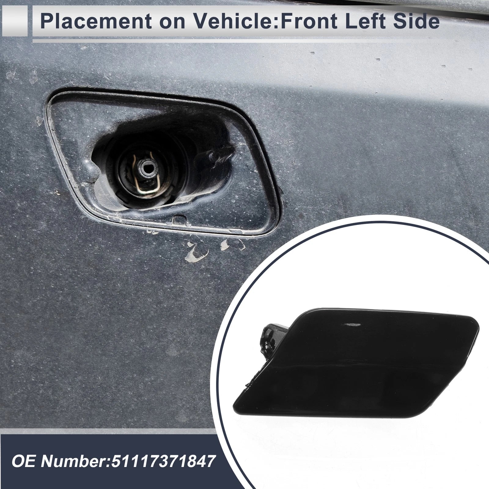 Front Left Washer Nozzle Cover Cap Replacement for BMW 335i GT xDrive (2014–2019)