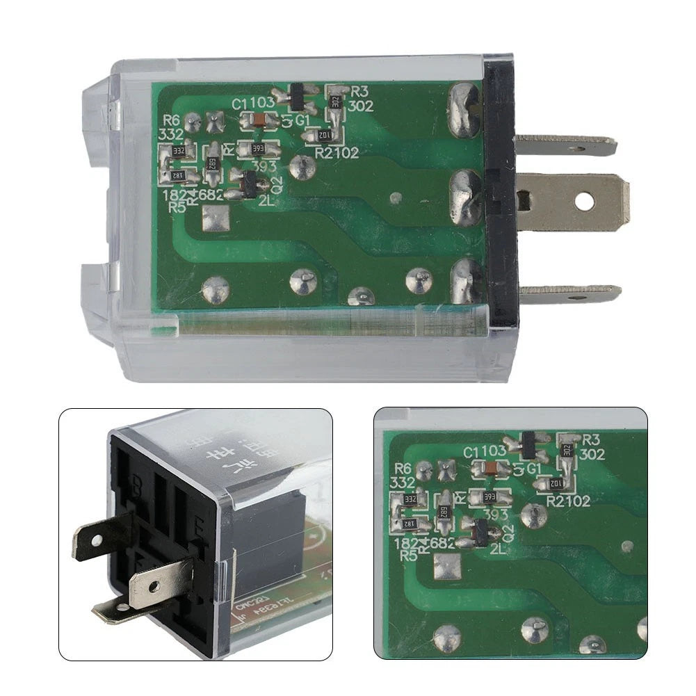 Flasher Relay 135W 3Pin DC 12V for Dashboard Hole Dia 8mm