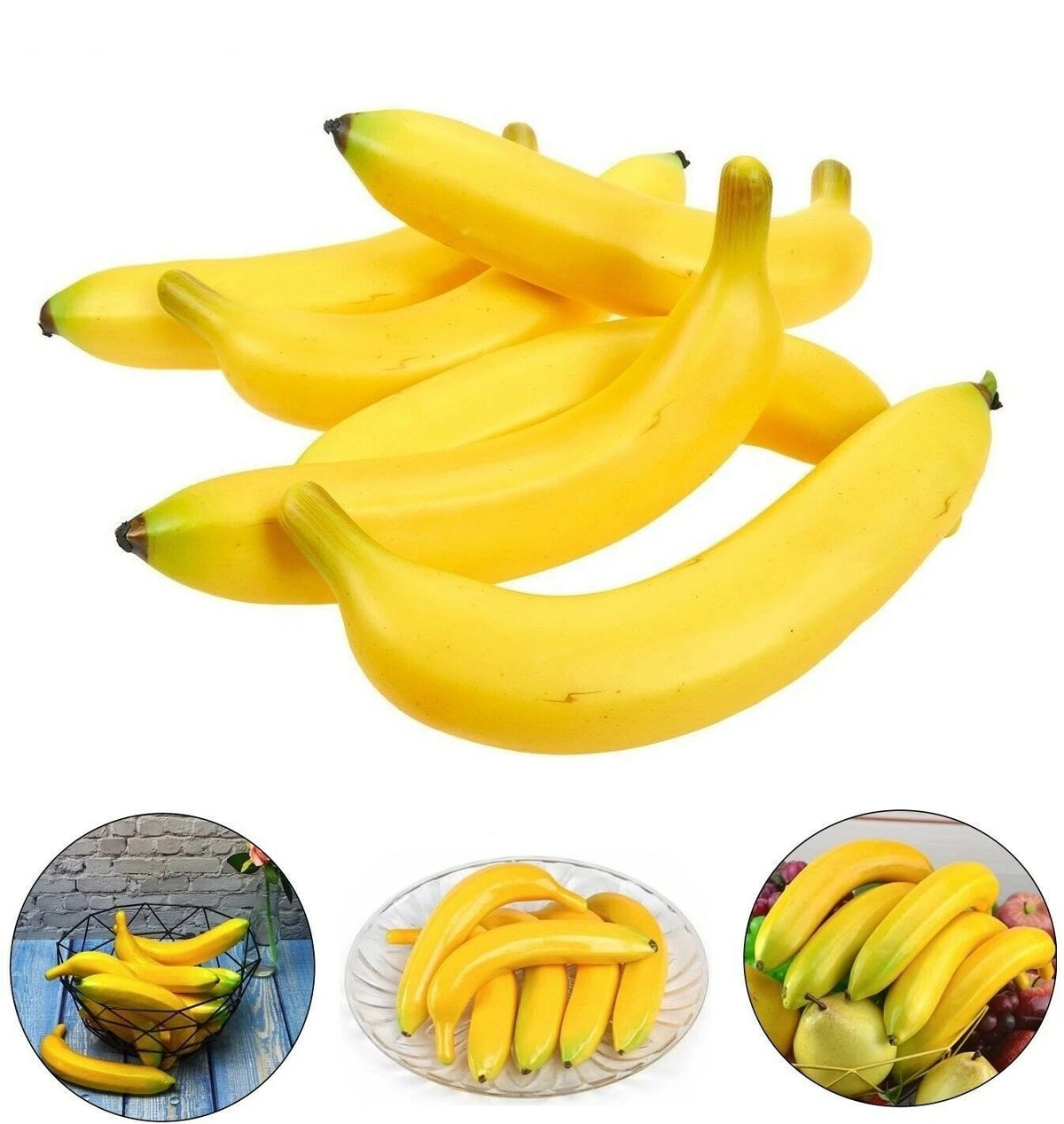 Set of 6 Artificial Bananas Decor Simulation Fruit Props