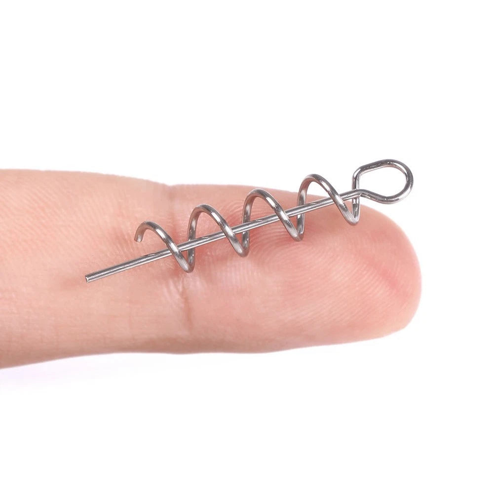 50pcs Spring Lock Crank Fishing Hook Centering for Soft Lure