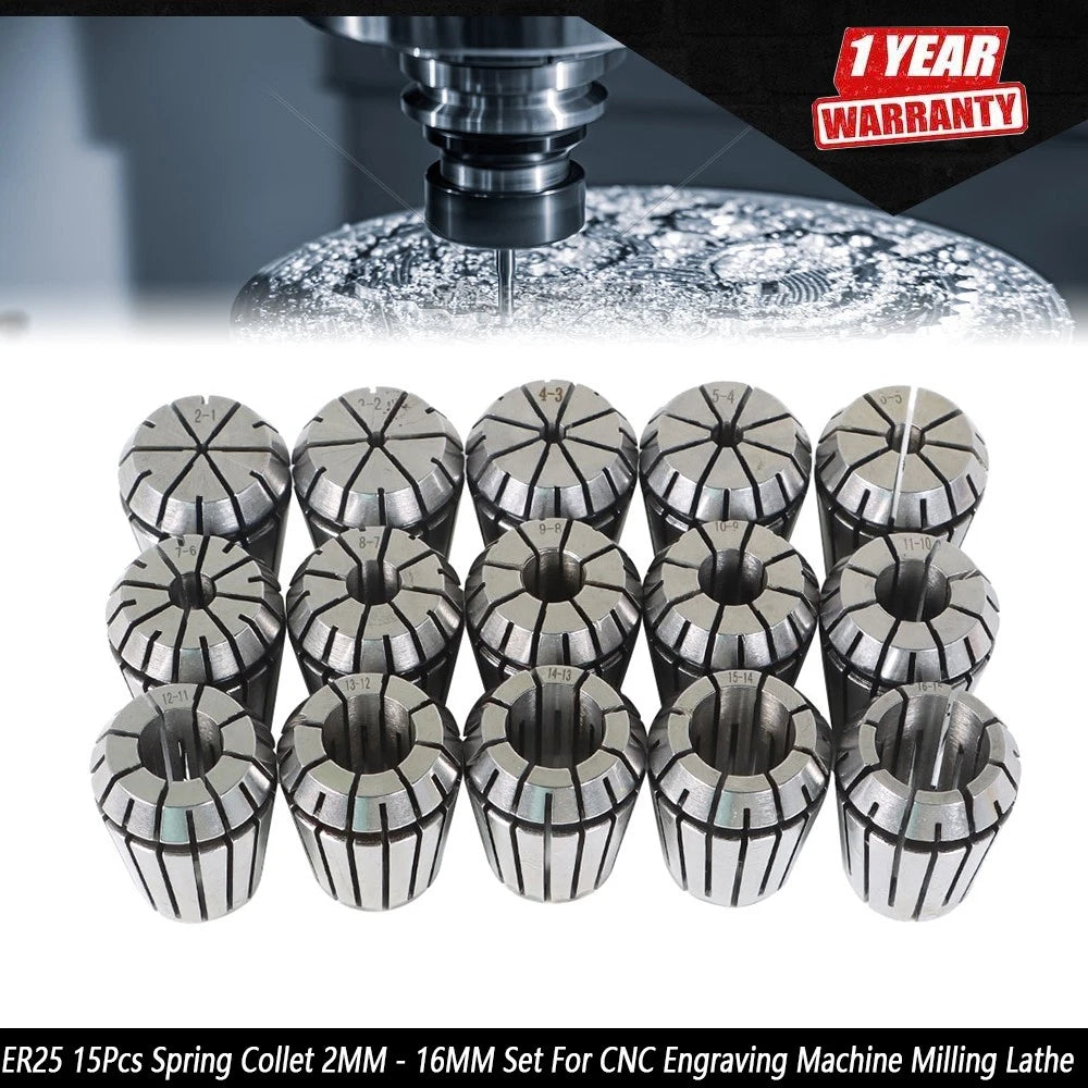 15Pcs Spring Collet Set 2MM-16MM for CNC Engraving Machine