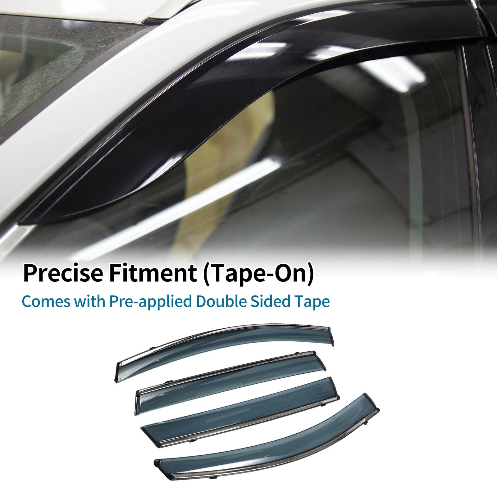 Window Deflectors Side Vent Visors Black 1 Set for Ford Edge (2015–2024)