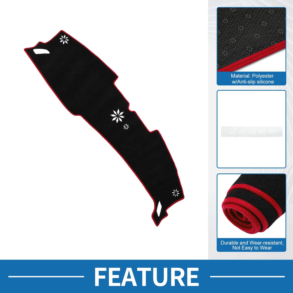 Dash Cover Mat Sun Protector Pad for Hyundai Sonata 2024 Black Red