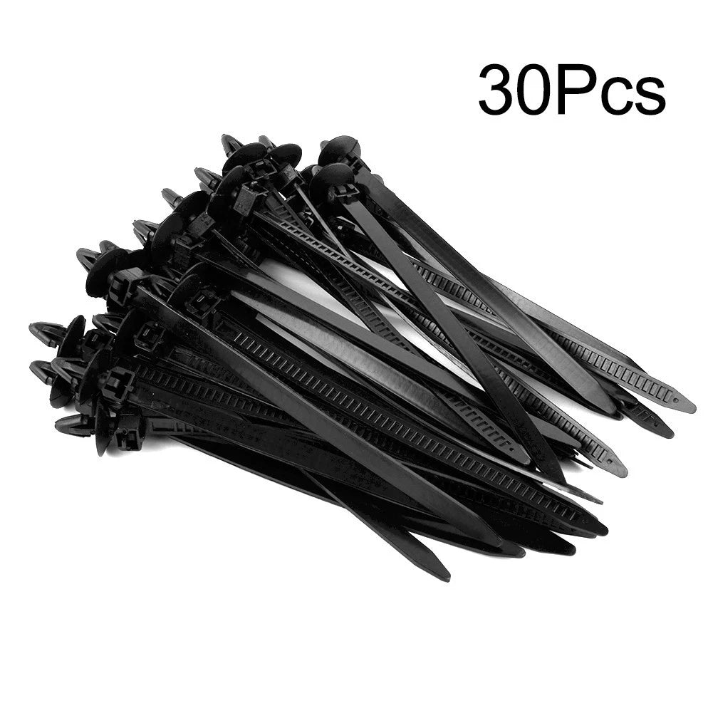 30pcs Nylon Cable Ties for Car Strap Push Zip Mount Retainer Clip Clamp