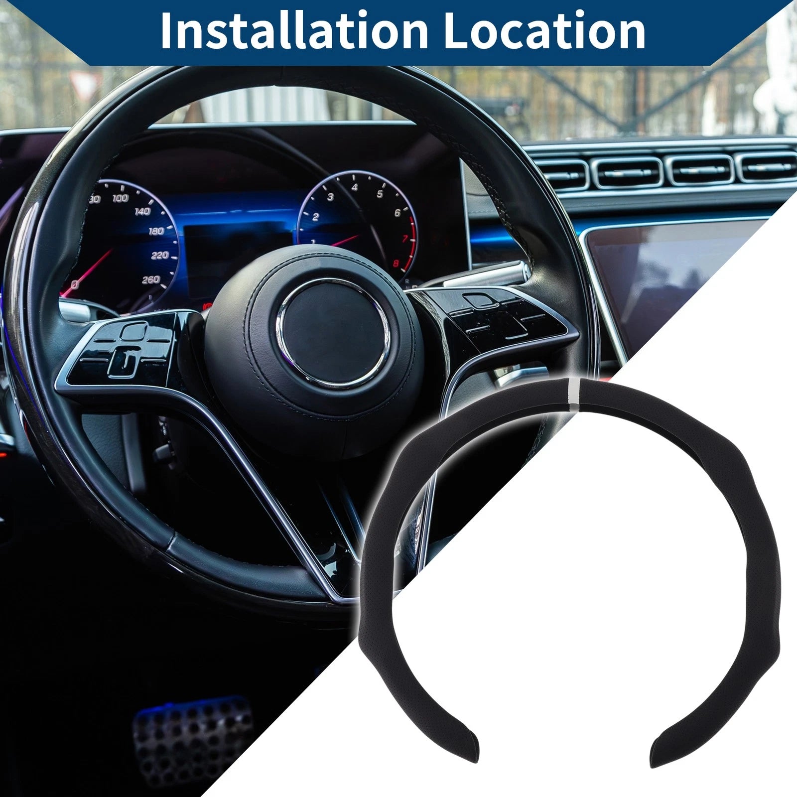 Steering Wheel Cover for Car (14.96", Black White)