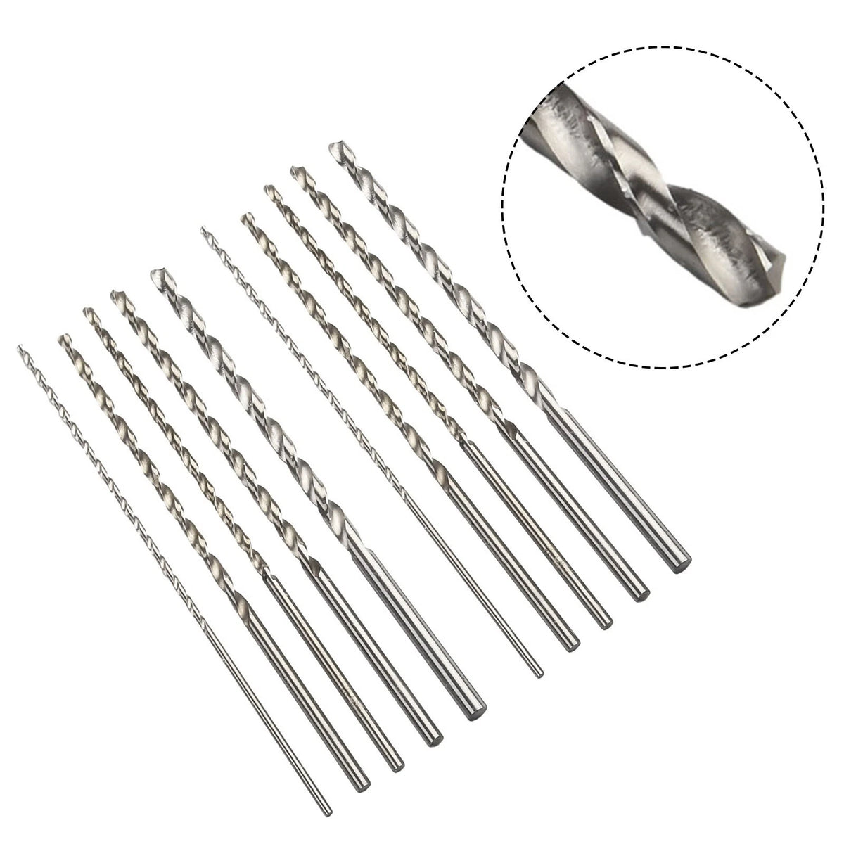10-Piece Extra Long Drill Bit Set for Various Materials