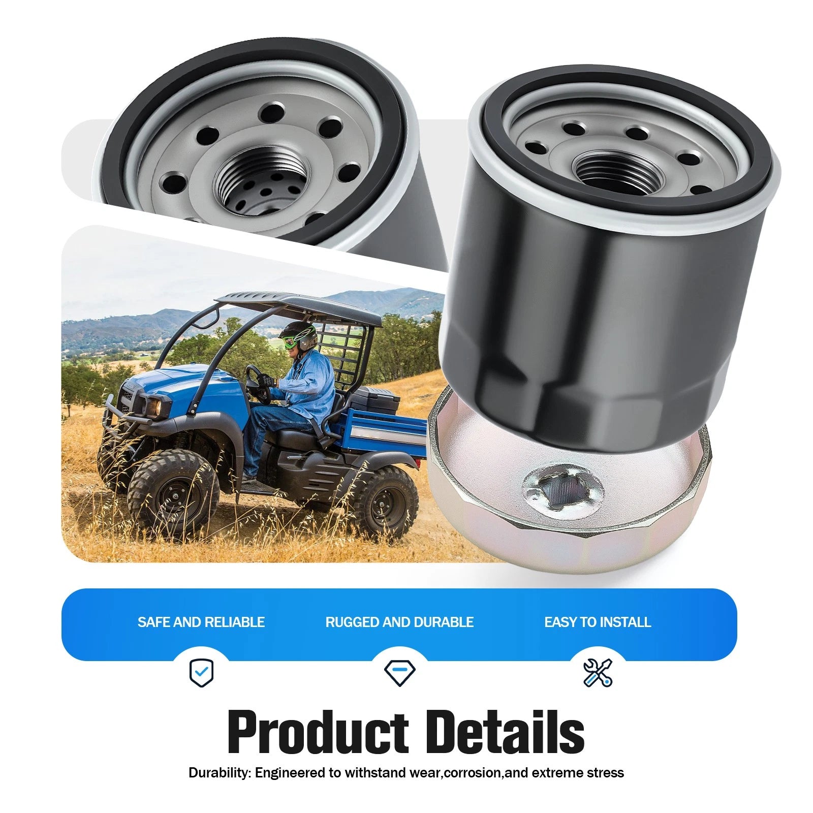 Set of 4 Oil Filter Wrench Tools for Kawasaki Mule 500 520 550 600 610 SX (65-10mm)