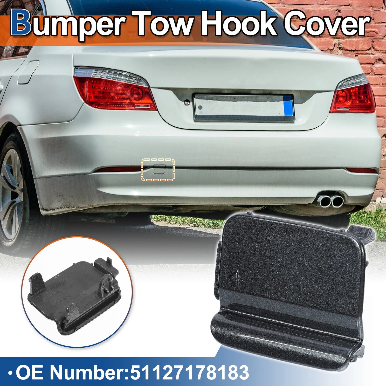 Rear Tow Hook Cover Replacement for BMW 528i 535i 550i (2008–2010)