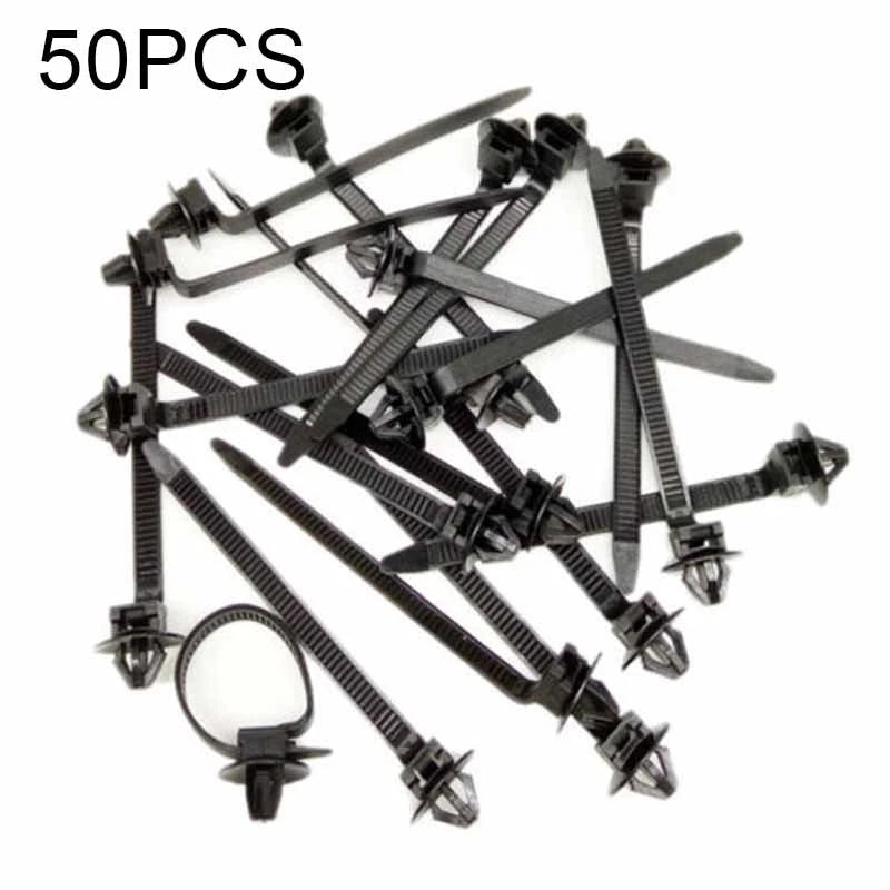 50x Nylon Cable Strap Push Mount Wire Tie Retainer Clip Clamp Kit