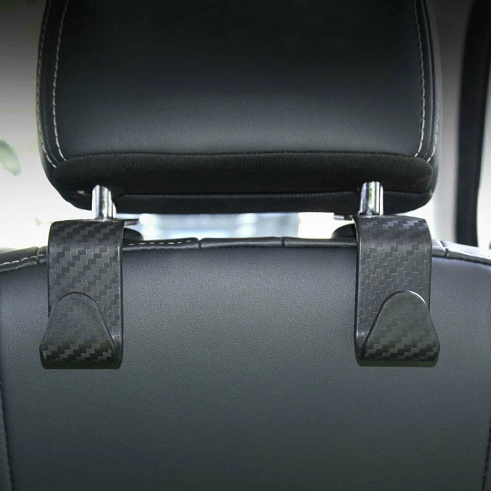 2X Carbon Fiber Headrest Hooks for Car