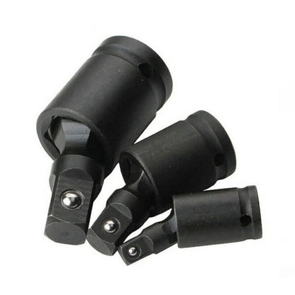 Set of 3 Chrome Molybdenum Impact Universal Joint Socket 1/4" 3/8" 1/2" Drive