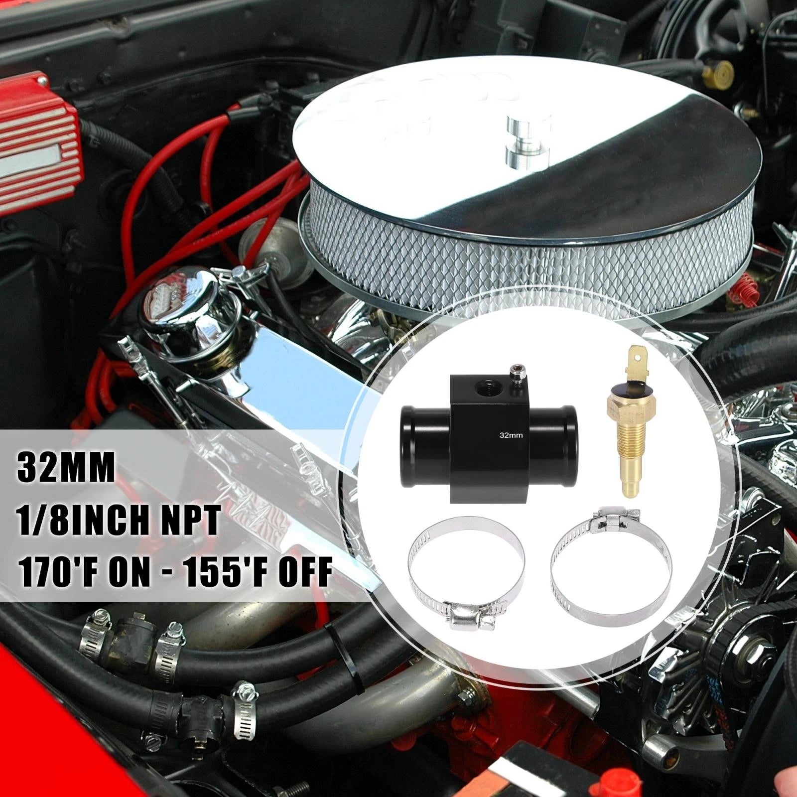 Radiator Hose Fitting Adapter with Sensor Switch for