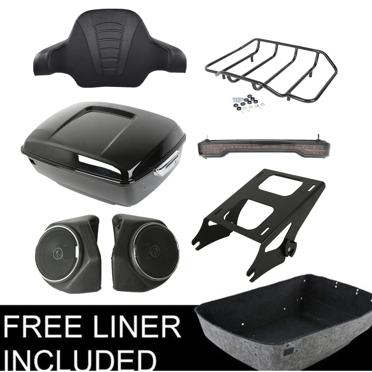 Trunk Pad Mount Rack Speakers for Harley Touring (2014–2023)