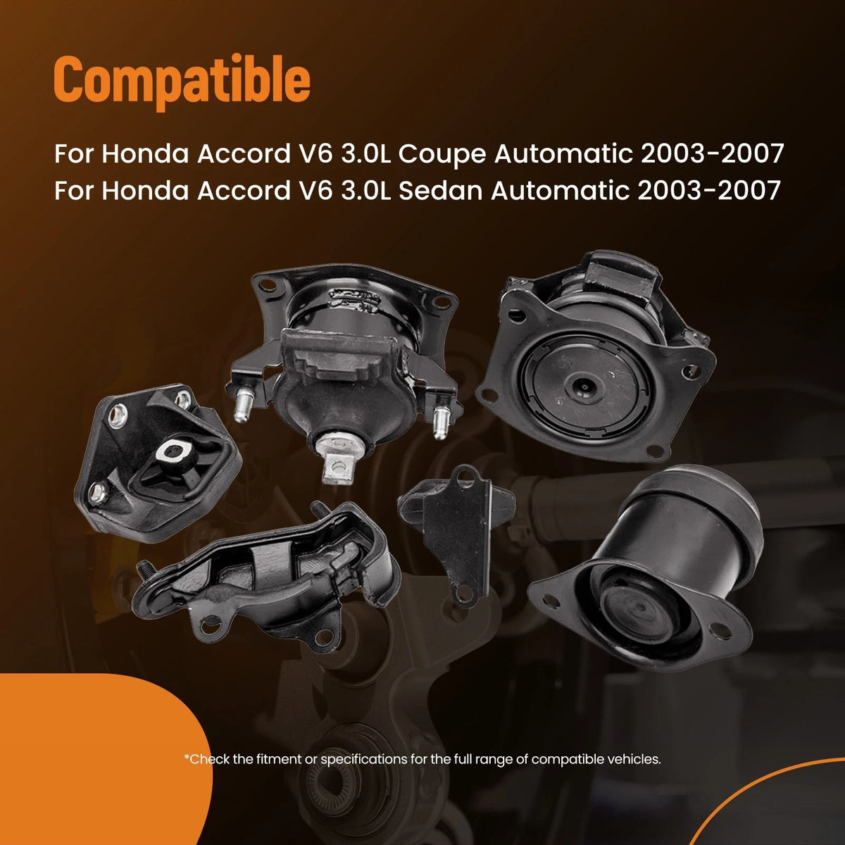 Set of 6 Engine Motor & Trans Mounts for Honda Accord 3.0L (2003–2007)