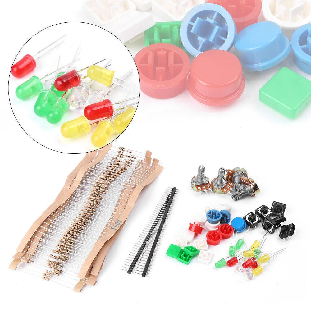 Electronic Parts Pack Kit for Arduino Components (Resistors, Switch, Button)