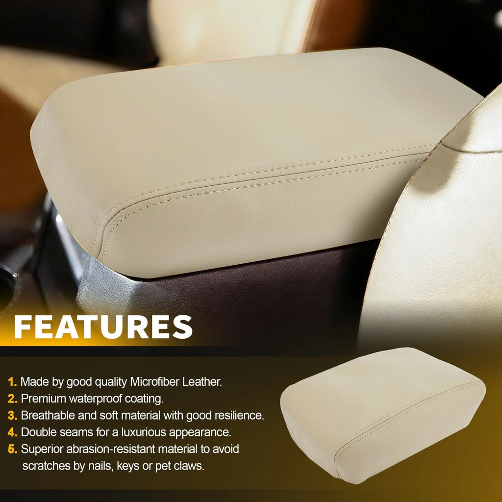 Middle Console Lid Armrest Cover Leather Beige Tan for Toyota 4Runner (2010–2023)