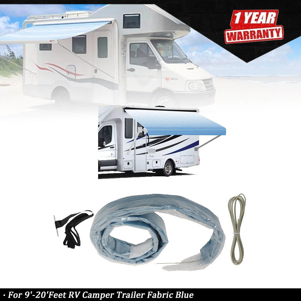 Weatherproof Vinyl RV Awning Fabric Replacement for Camper (9'-20')