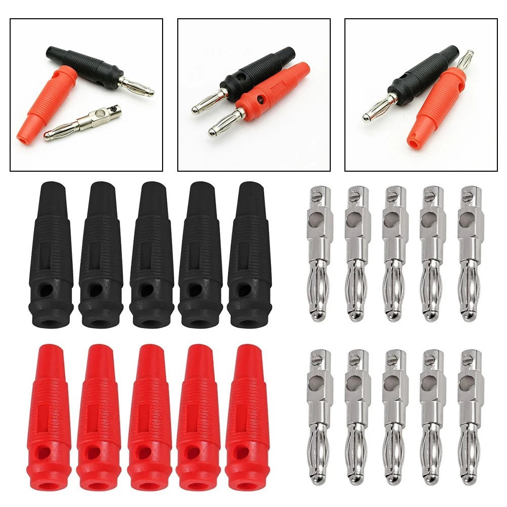 10pcs 4mm Red Black Banana Connector Adapter High Current Screw Type