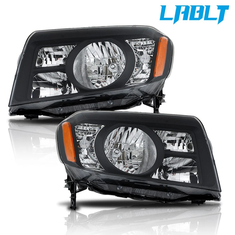 Set of 2 Black Headlights for Honda Pilot (2009–2011)