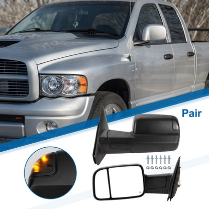 Tow Mirrors for Dodge Ram 2500 3500 2003–2009 with Puddle Lamp Black