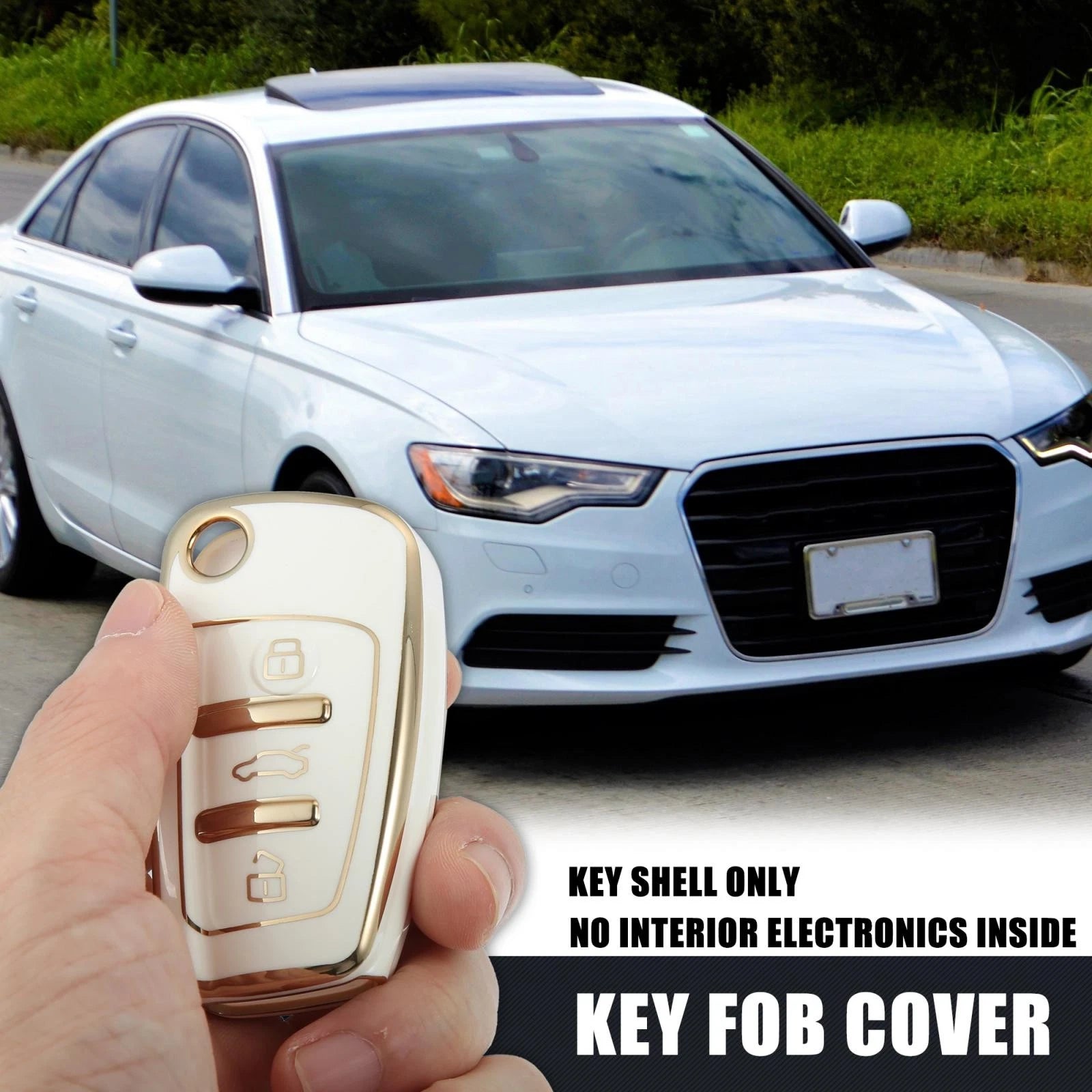 Car Key Fob Cover TPU 3 Button Case for Audi Q3 (2015–2020)