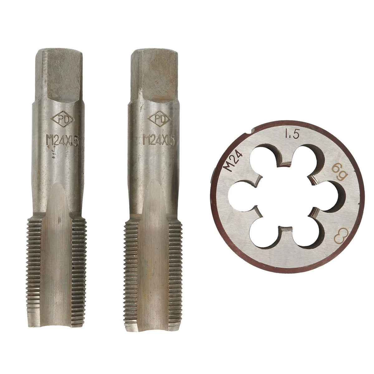 3-Piece HSS Taper Tap & Die Set for M24 x 1.5mm Threads