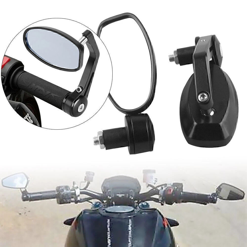 Pair 7/8" Motorcycle Handle Bar End Side Rearview Mirrors Universal