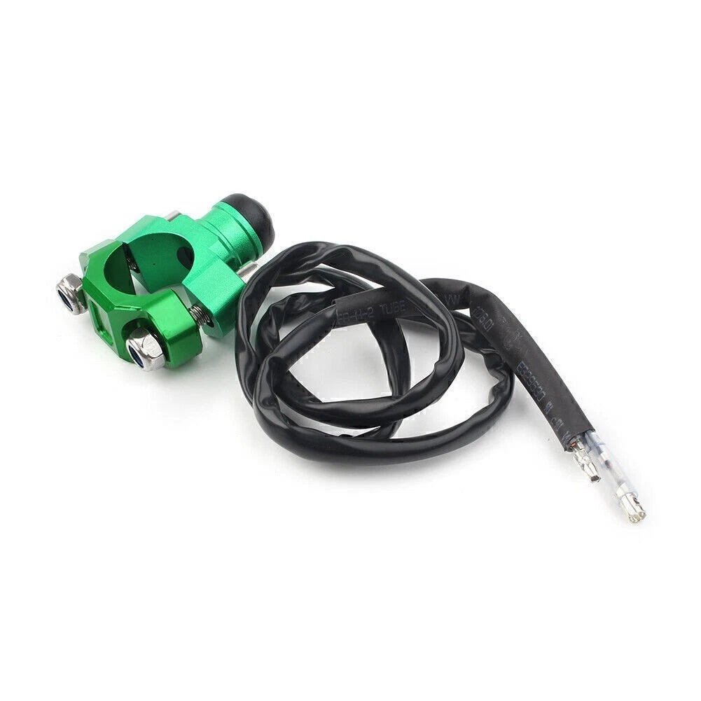 Rotating Bar Clamp Start Stop Kill Switch Button for 7/8" Handlebar (Green)