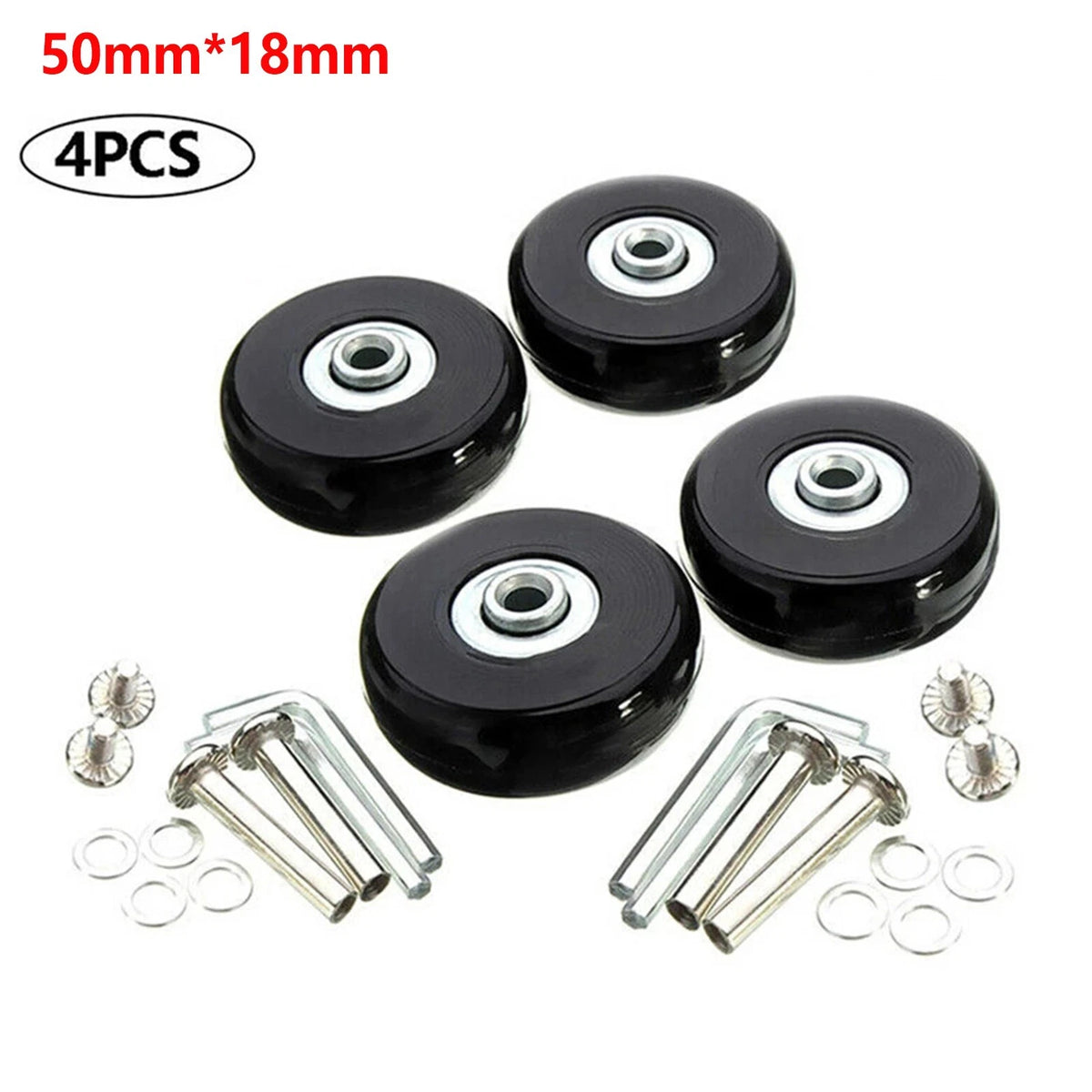 Set of 4 Black Rubber Luggage Wheels for Suitcases