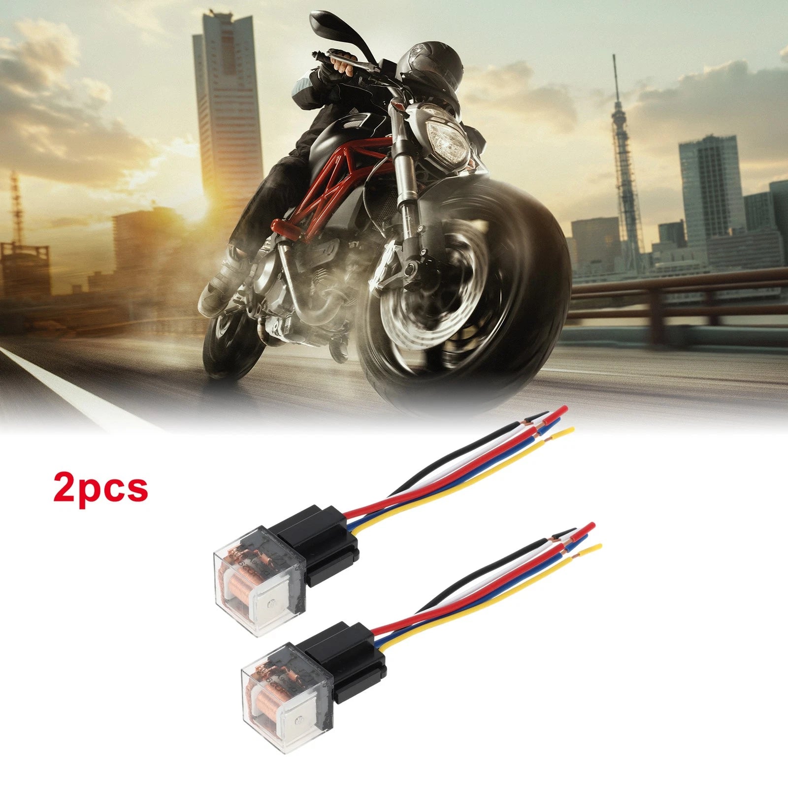 2X 5-Pin 36V 80A Waterproof Auto Relay with Harness for
