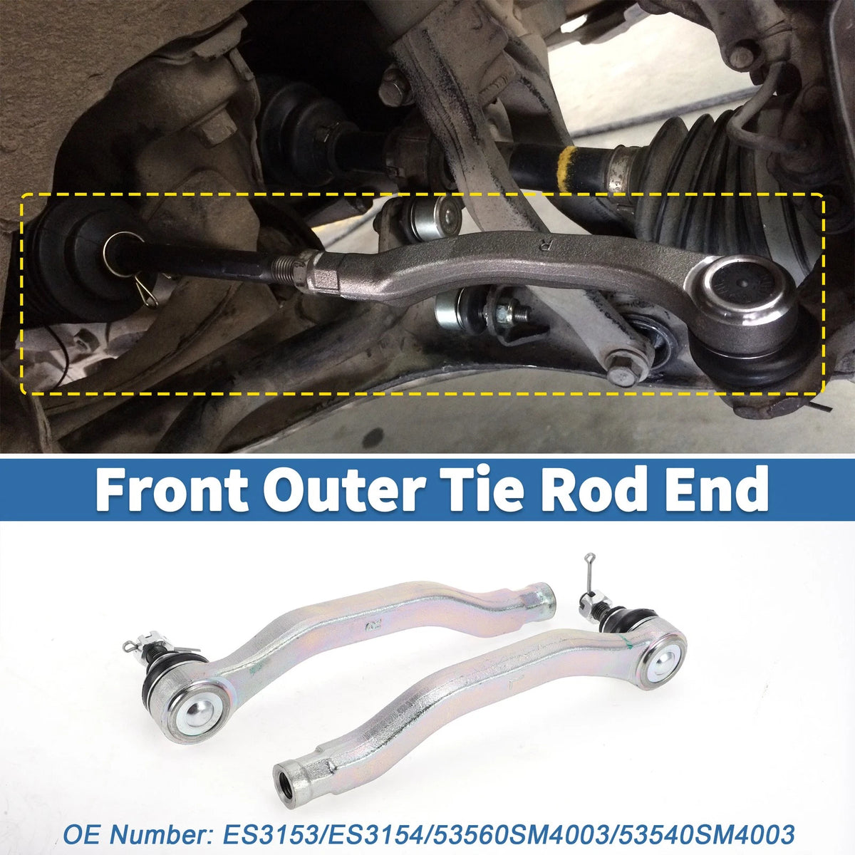 2X Front Outer Tie Rod Ends for Honda Accord (1990–1993) No. ES3153/ES3154