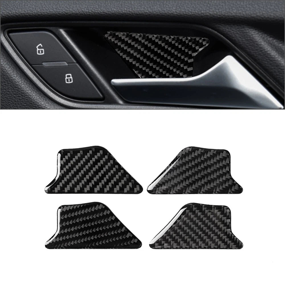 Carbon Fiber Inner Door Handle Bowl Cover Trim For Audi A3 8V S3 RS3