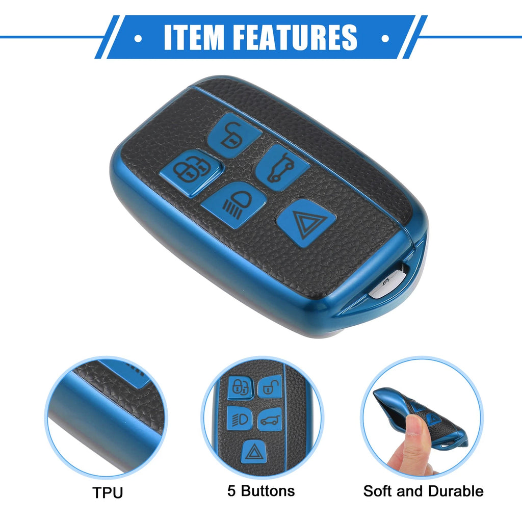 5 Button Smart Remote Key Shell for Land Rover Range Rover (2013–2017) TPU Blue