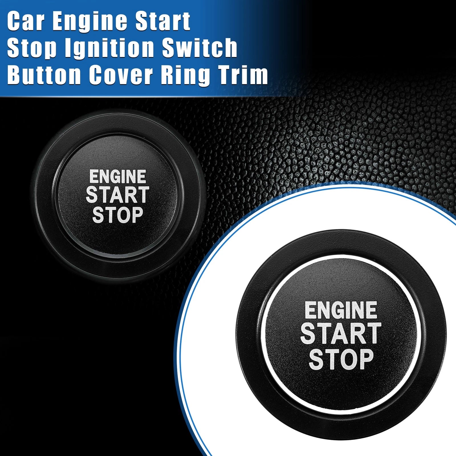 Engine Start Stop Button Cover Ring Kit for Toyota Highlander 2020–2022 Black