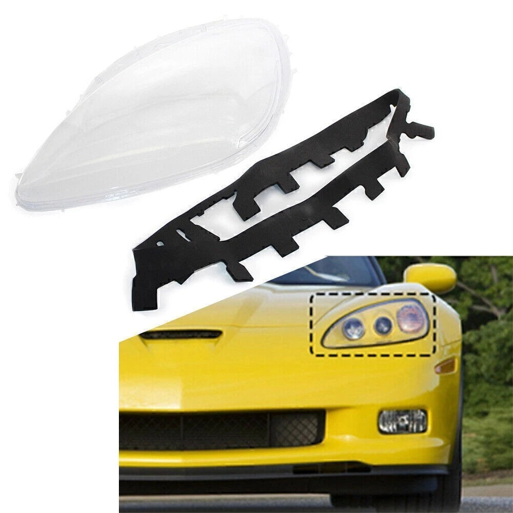 Clear Left Headlight Lens Cover + Gaskets for Chevrolet Corvette C6 (2005–2013)