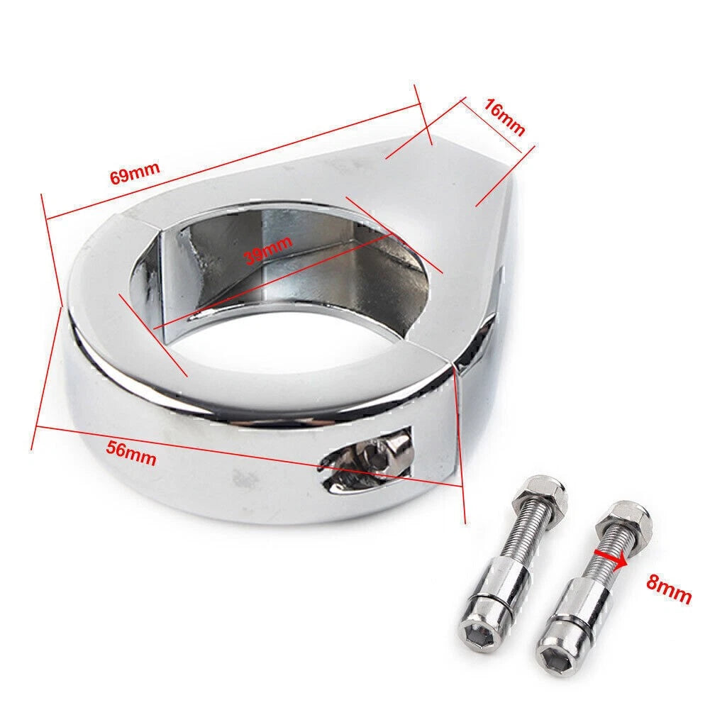 39mm Moto Mount Headlight Bracket Fork Clamp Turn Signal Clamp Chrome Universal